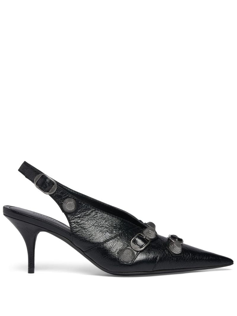 Black Cagole 70 Slingback Leather Pumps