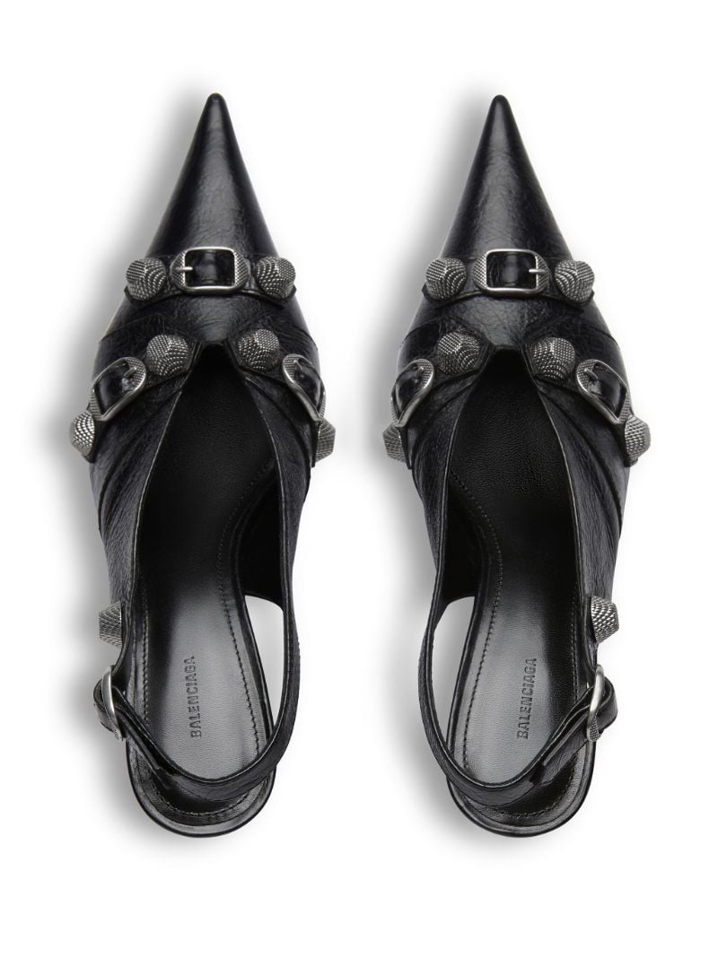 Black Cagole 70 Slingback Leather Pumps
