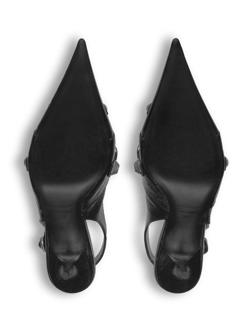 Black Cagole 70 Slingback Leather Pumps