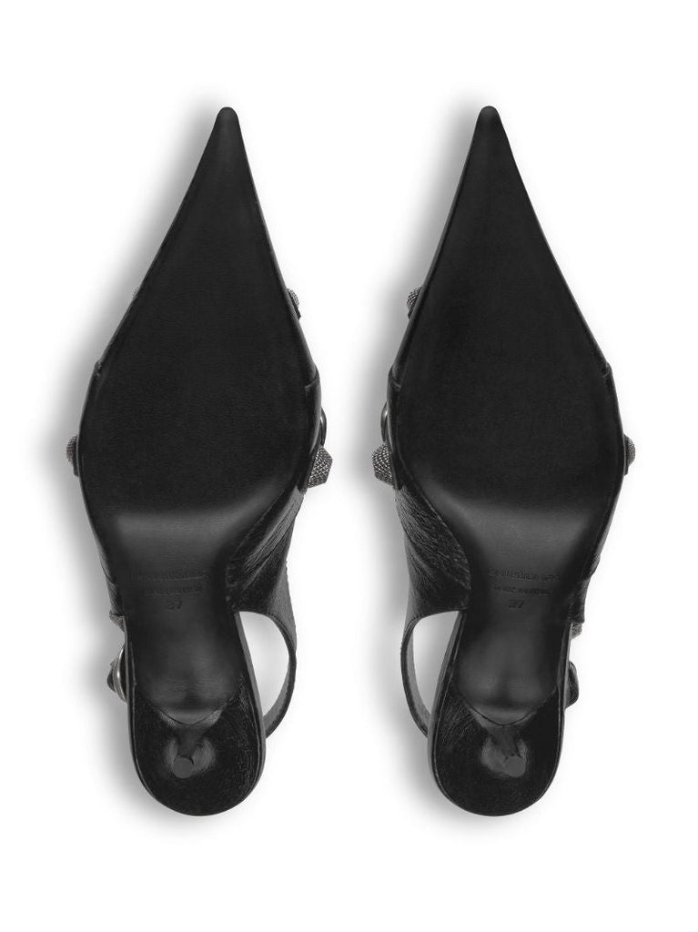 Black Cagole 70 Slingback Leather Pumps