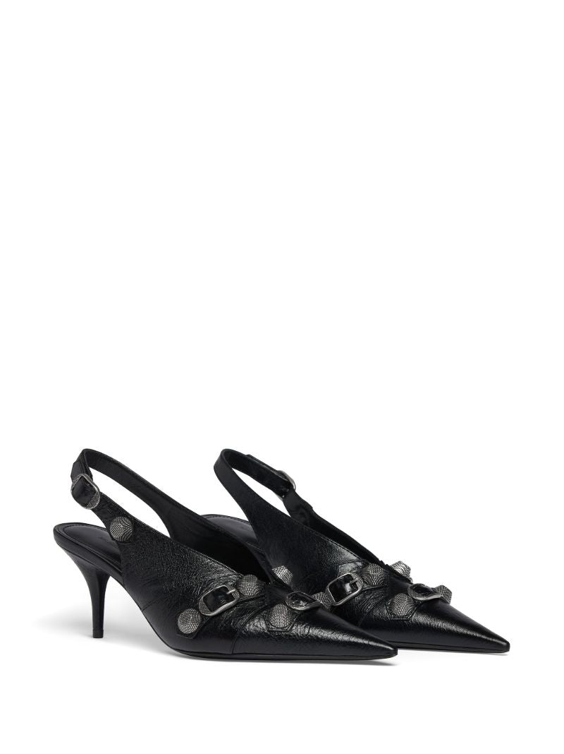 Black Cagole 70 Slingback Leather Pumps