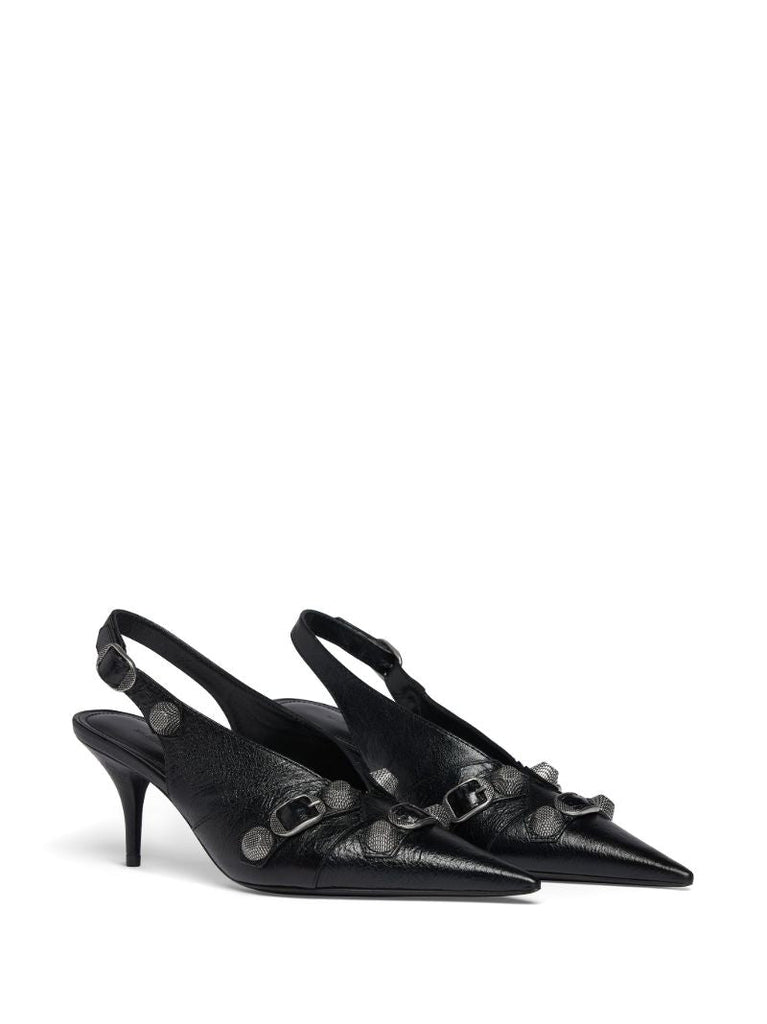 Black Cagole 70 Slingback Leather Pumps