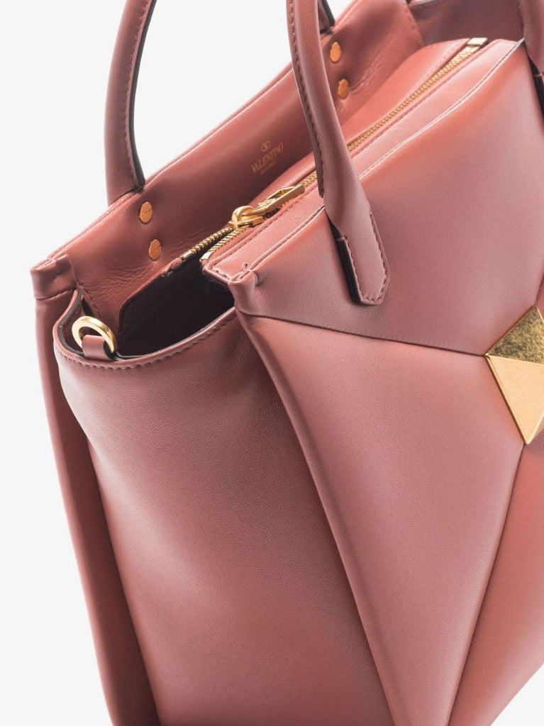 Brown One Stud Medium Leather Tote Bag