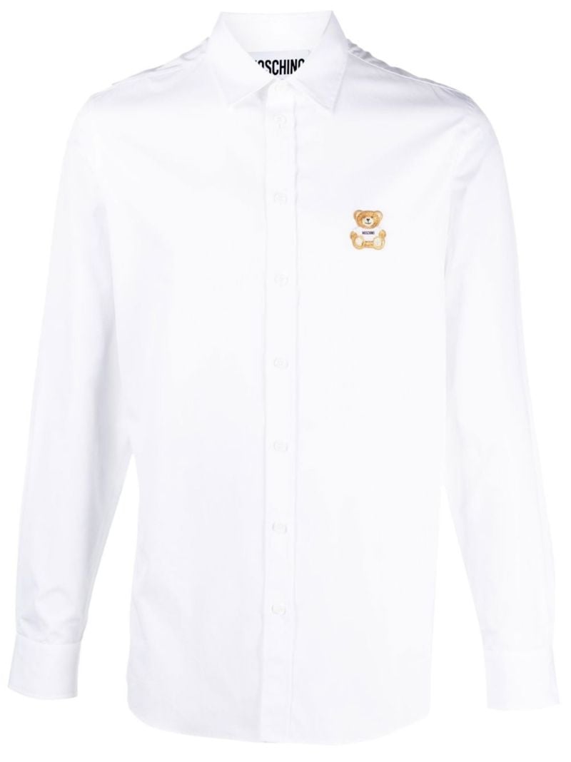 White Logo-patch Cotton Shirt