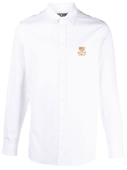 White Logo-patch Cotton Shirt
