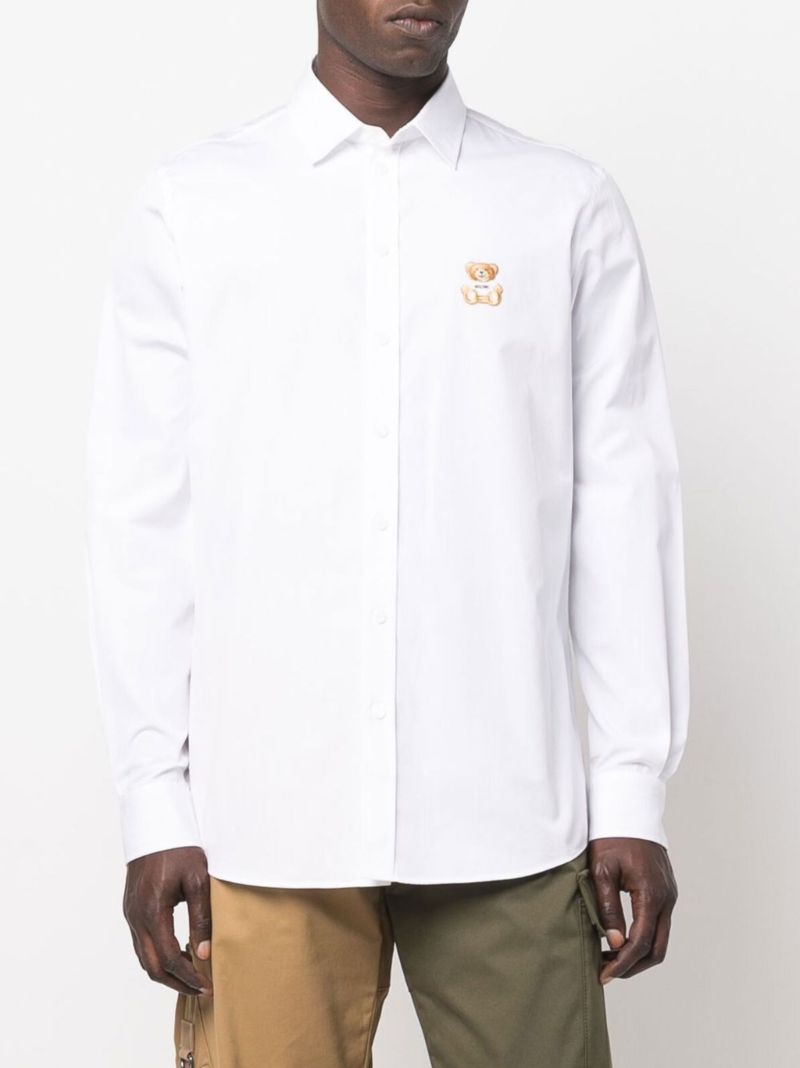 White Logo-patch Cotton Shirt