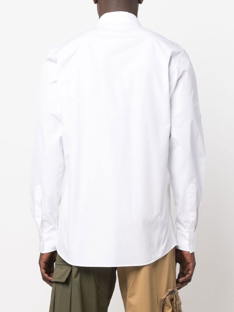 White Logo-patch Cotton Shirt