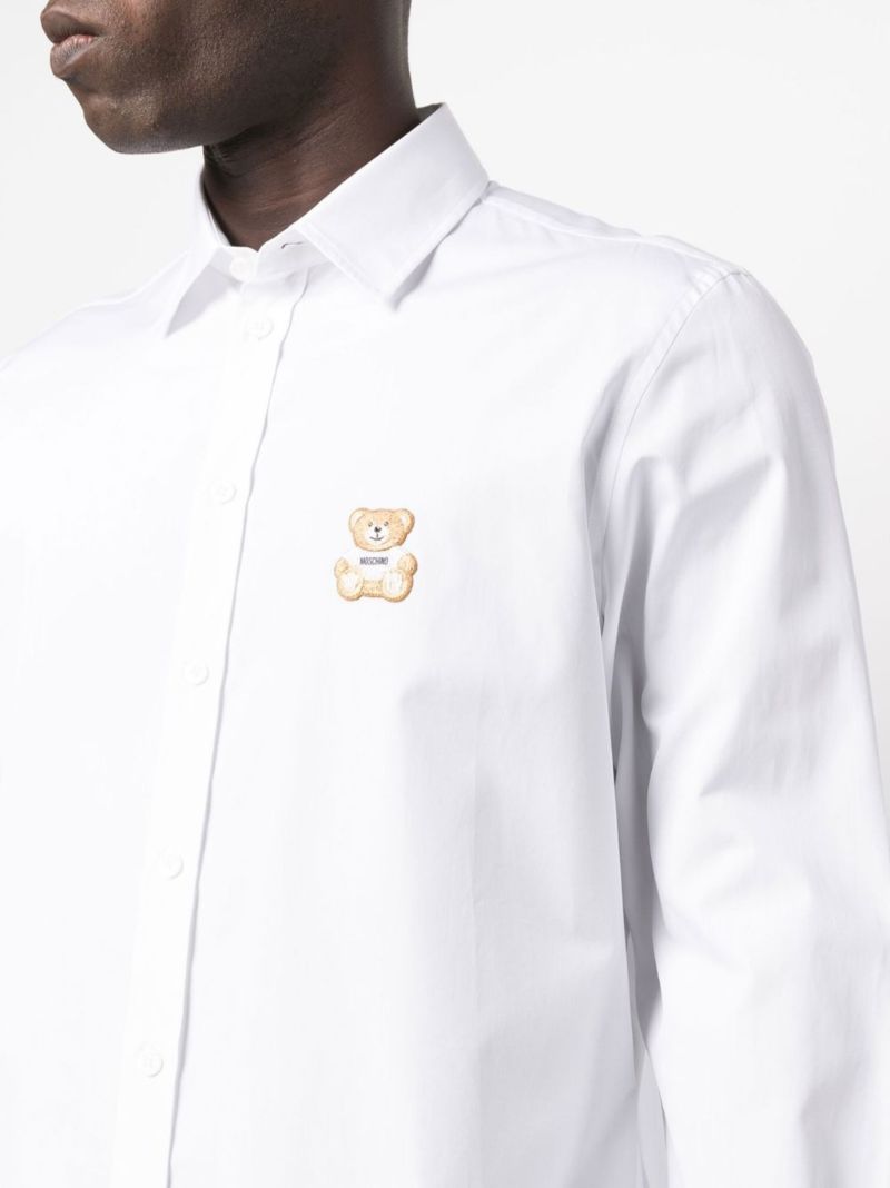 White Logo-patch Cotton Shirt