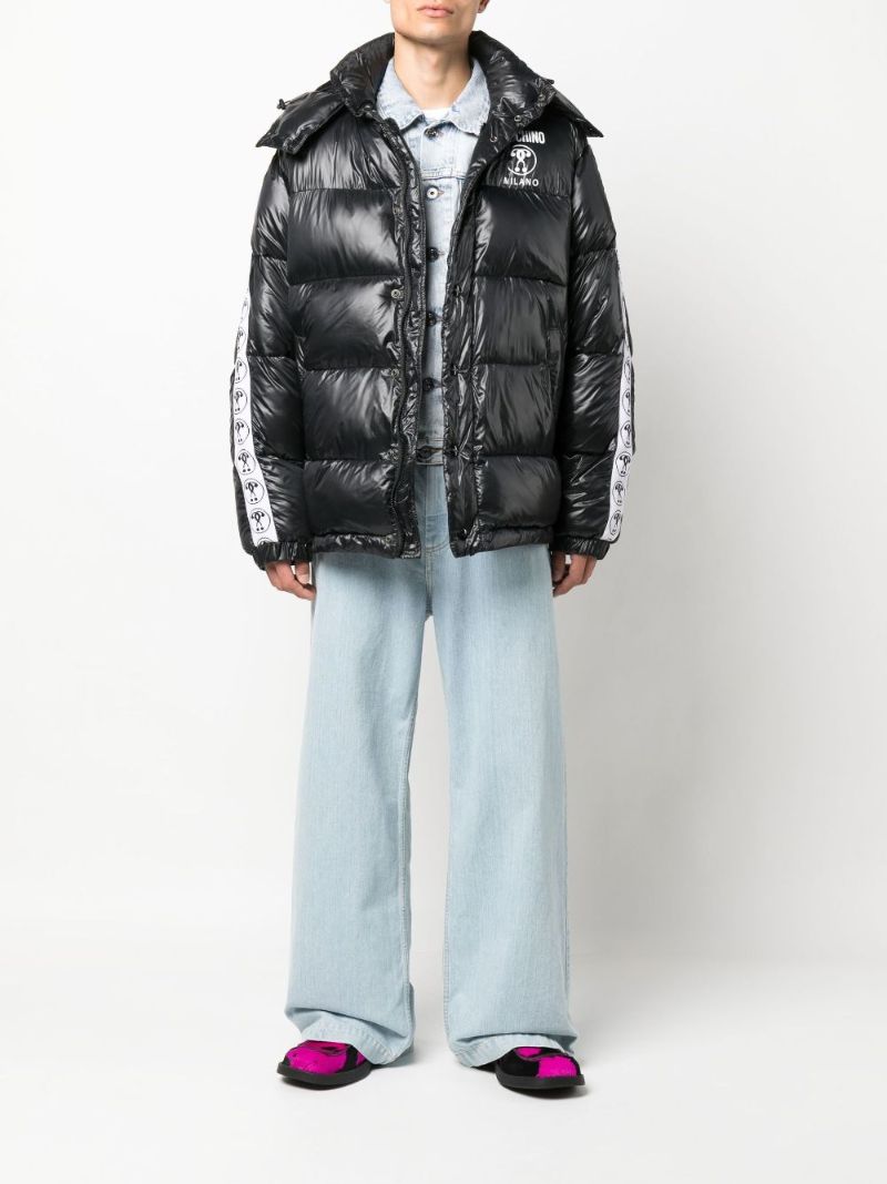 Black Double Question Mark Padded Down Jacket