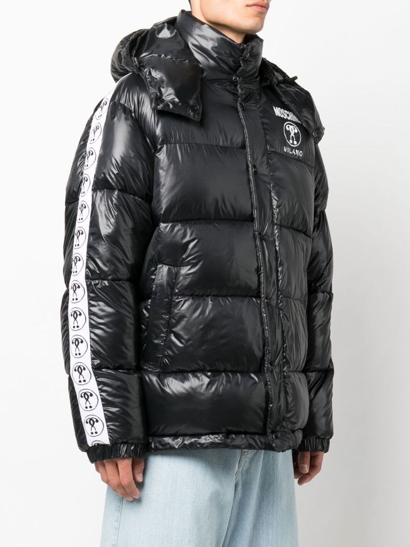 Black Double Question Mark Padded Down Jacket