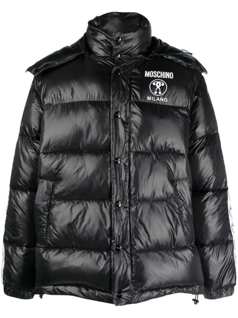 Black Double Question Mark Padded Down Jacket