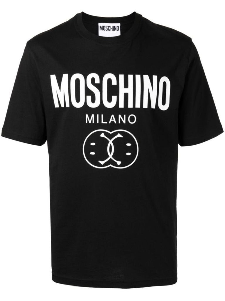Black Double Smile Logo-print T-shirt