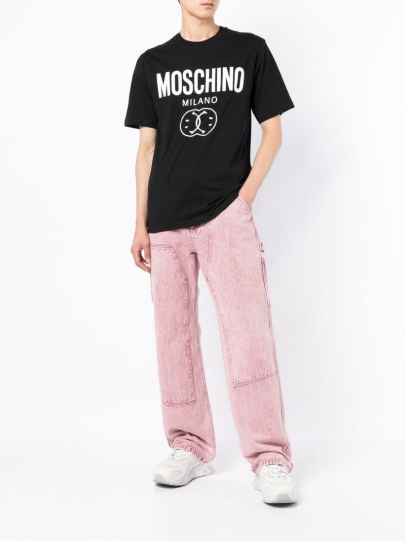 Black Double Smile Logo-print T-shirt
