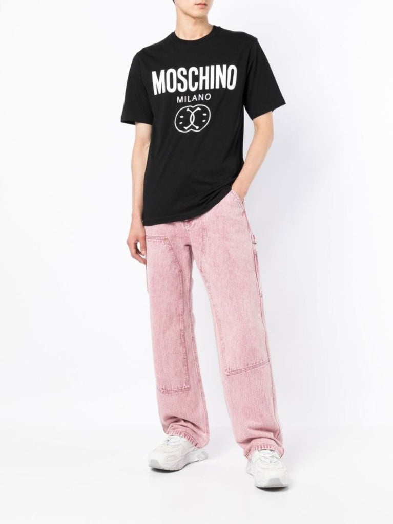 Black Double Smile Logo-print T-shirt