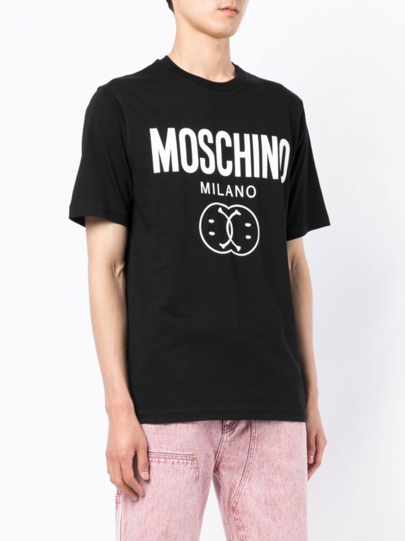Black Double Smile Logo-print T-shirt