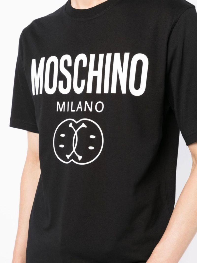 Black Double Smile Logo-print T-shirt