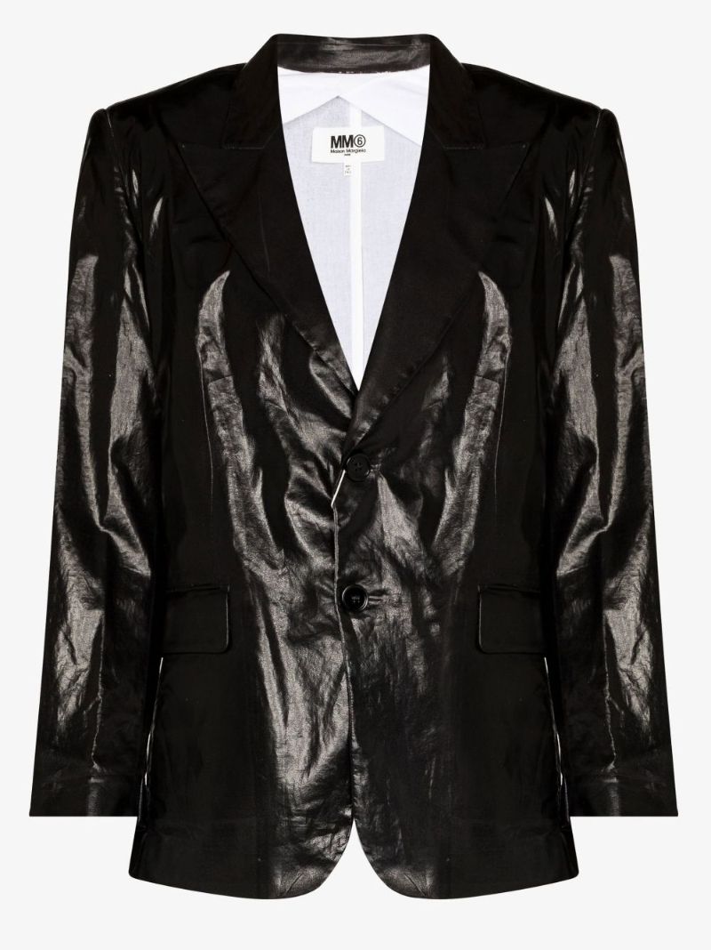 Single-breasted Coated Cotton Blazer