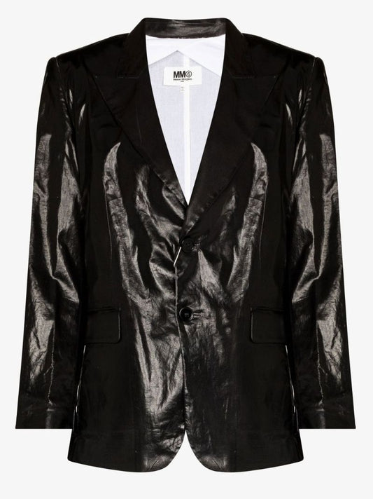 Single-breasted Coated Cotton Blazer