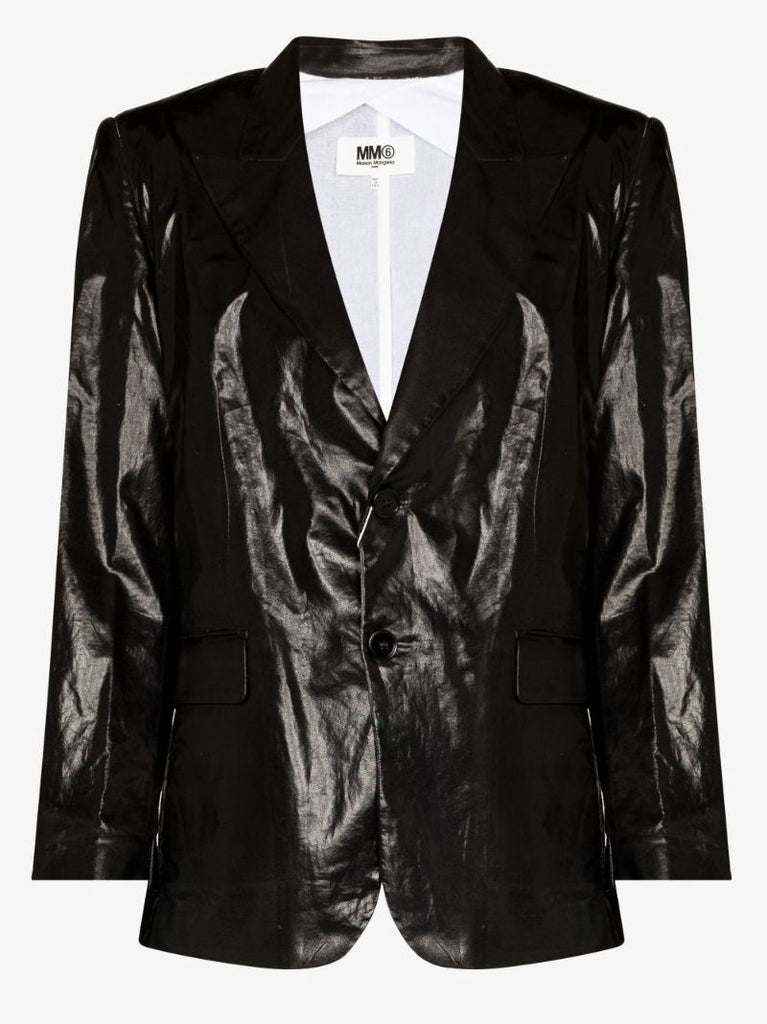 Single-breasted Coated Cotton Blazer