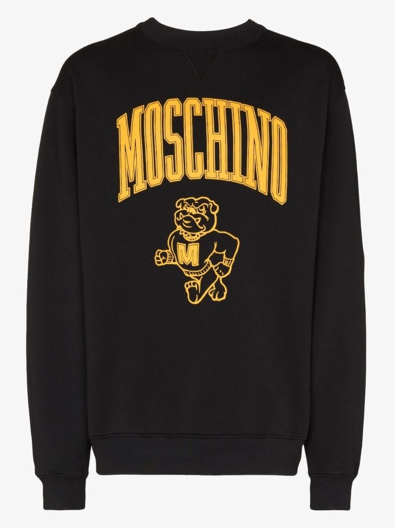 Black Varsity Logo Print Cotton Sweatshirt