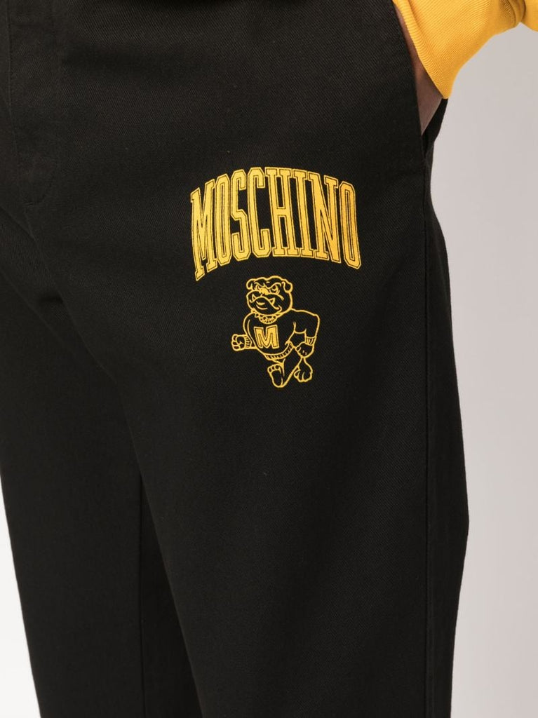 Black Logo Print Straight-leg Trousers
