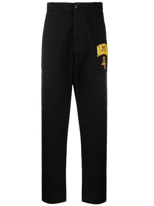 Black Logo Print Straight-leg Trousers