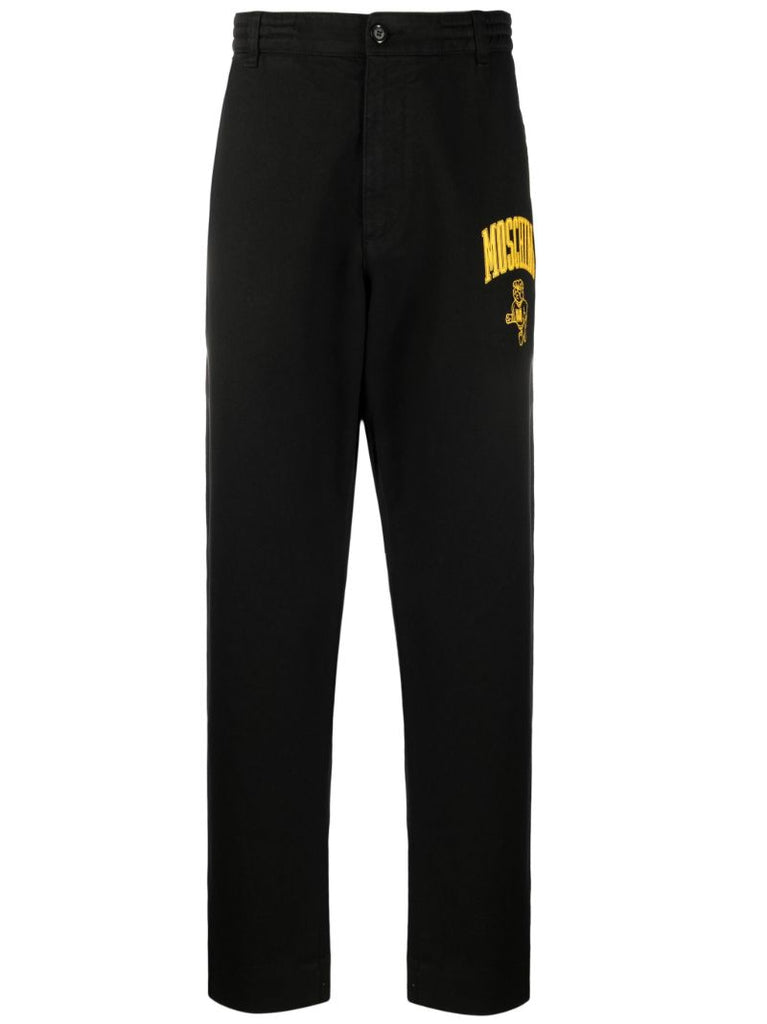 Black Logo Print Straight-leg Trousers