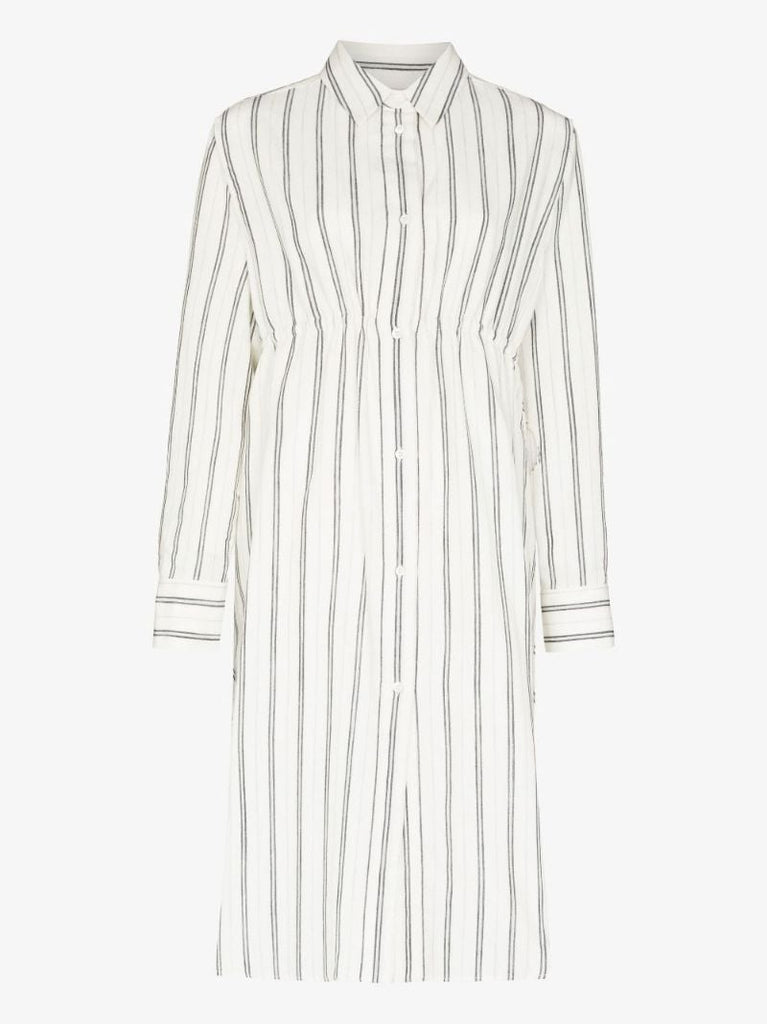 Neutral Striped Cotton Shirt Dress