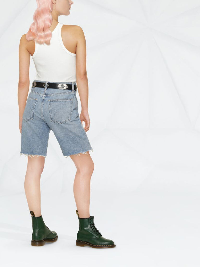 Blue Ira High-rise Denim Shorts