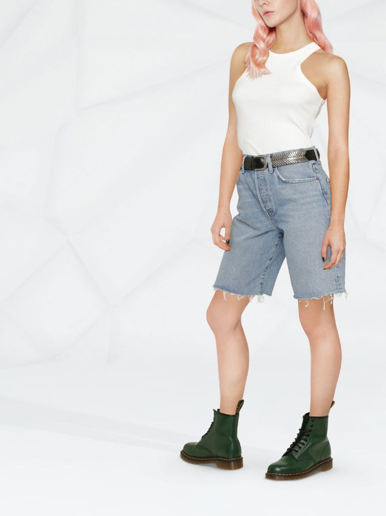 Blue Ira High-rise Denim Shorts