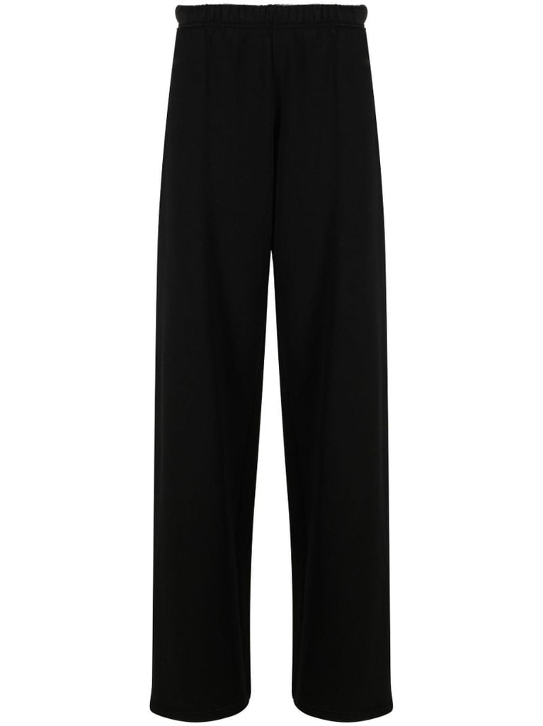 Black Puddle Wide Leg Cotton Track Pants