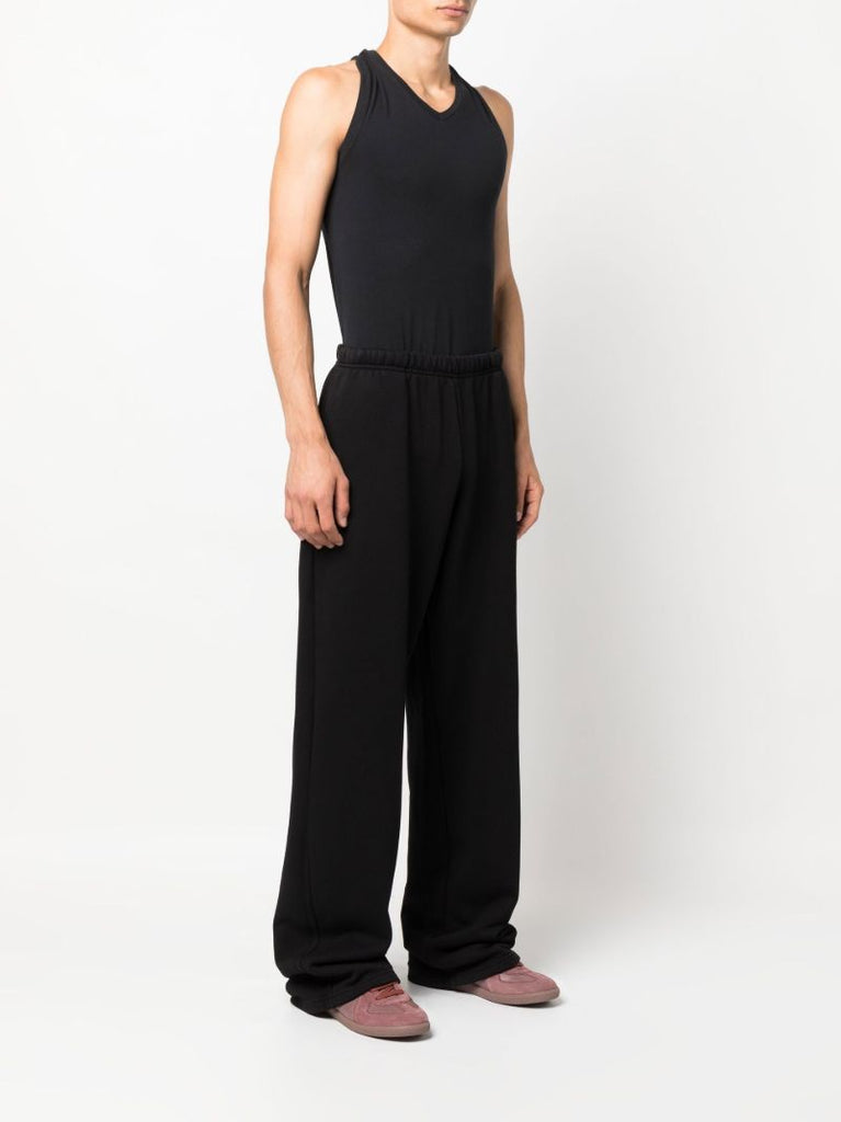 Black Puddle Wide Leg Cotton Track Pants