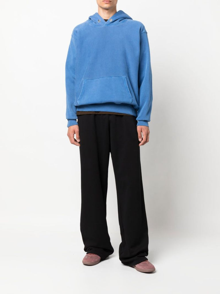 Black Puddle Wide Leg Cotton Track Pants