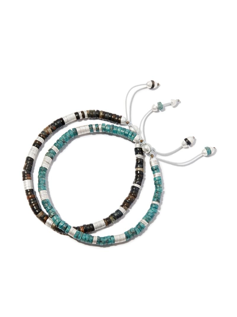 Silver-tone Tigers Eye Beaded Bracelet Set