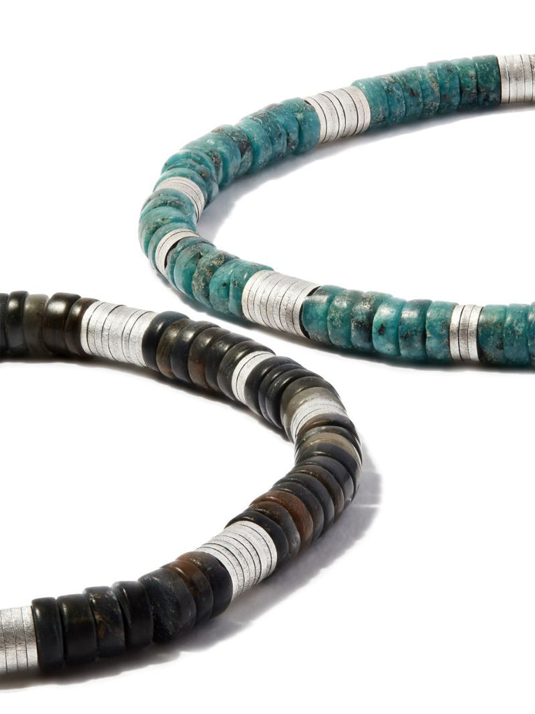Silver-tone Tigers Eye Beaded Bracelet Set