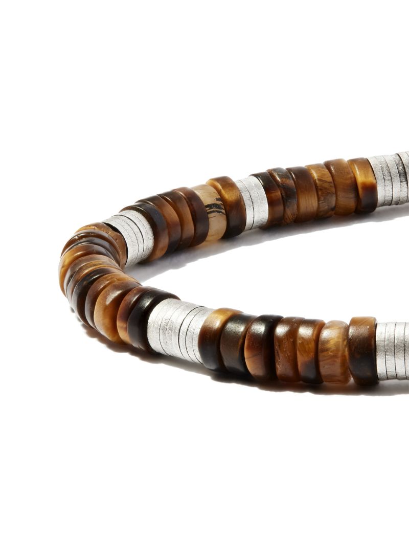 Sterling Silver Tiger Eye Beaded Bracelet