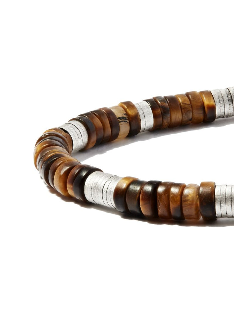 Sterling Silver Tiger Eye Beaded Bracelet