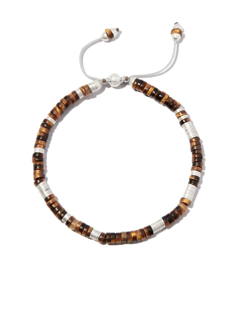 Sterling Silver Tiger Eye Beaded Bracelet
