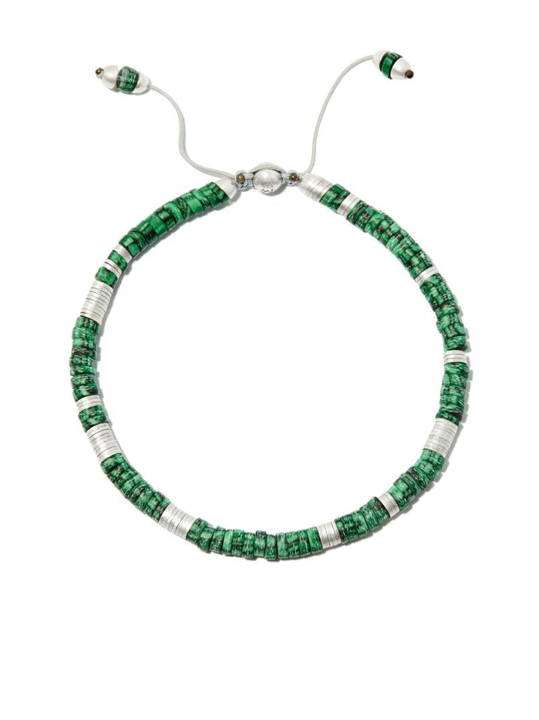 Silver-tone Malachite Beaded Bracelet