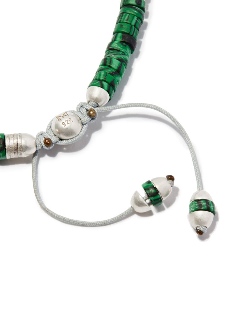 Silver-tone Malachite Beaded Bracelet