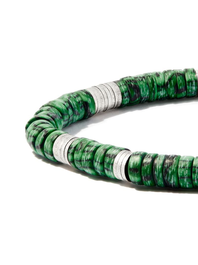 Silver-tone Malachite Beaded Bracelet