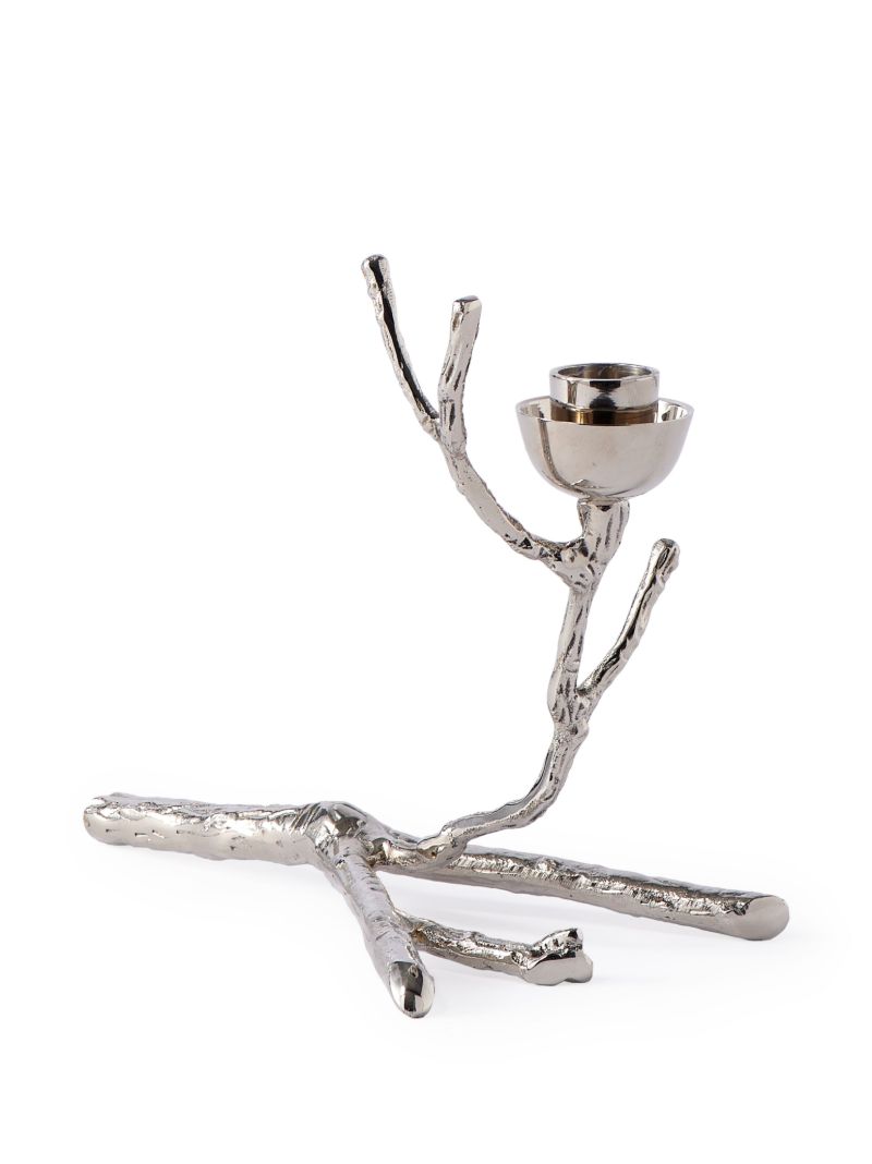 Silver-tone Twiggy Nickel Candle Holder