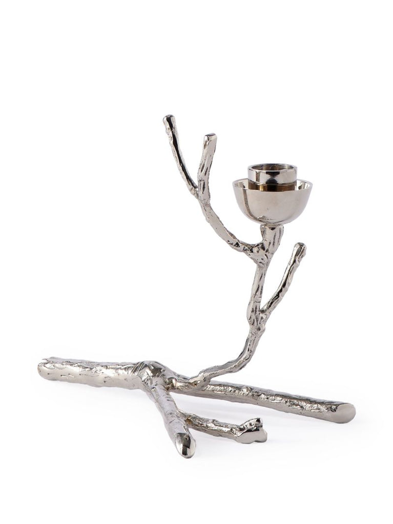 Silver-tone Twiggy Nickel Candle Holder