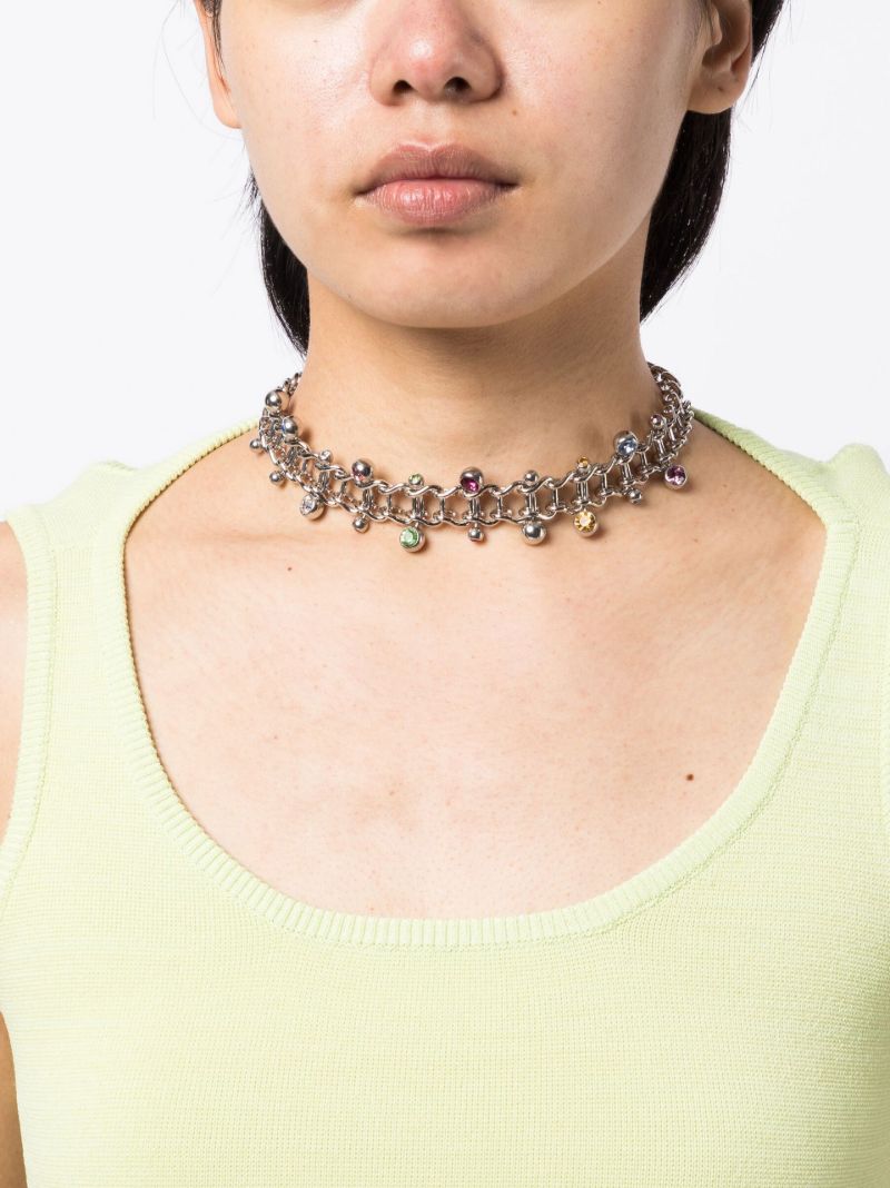 Silver-tone Mindy Crystal Choker Necklace