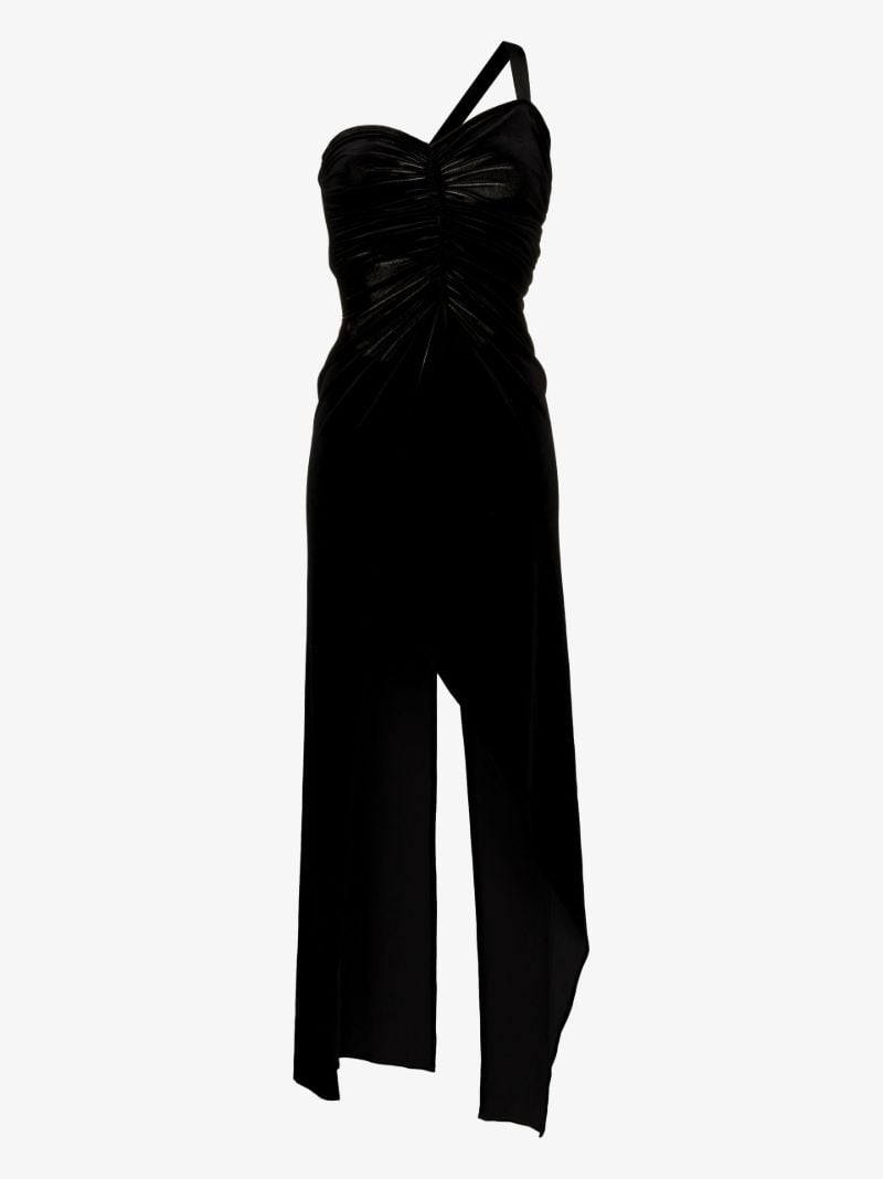 One Shoulder Asymmetric Velvet Dress