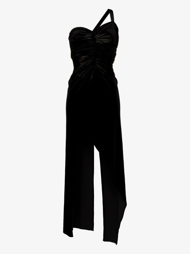 One Shoulder Asymmetric Velvet Dress