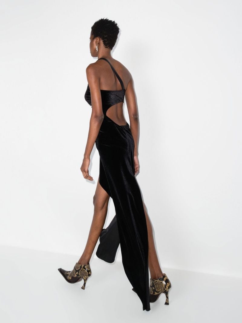 One Shoulder Asymmetric Velvet Dress
