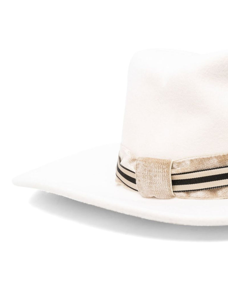 White Jeanne Wool Fedora Hat