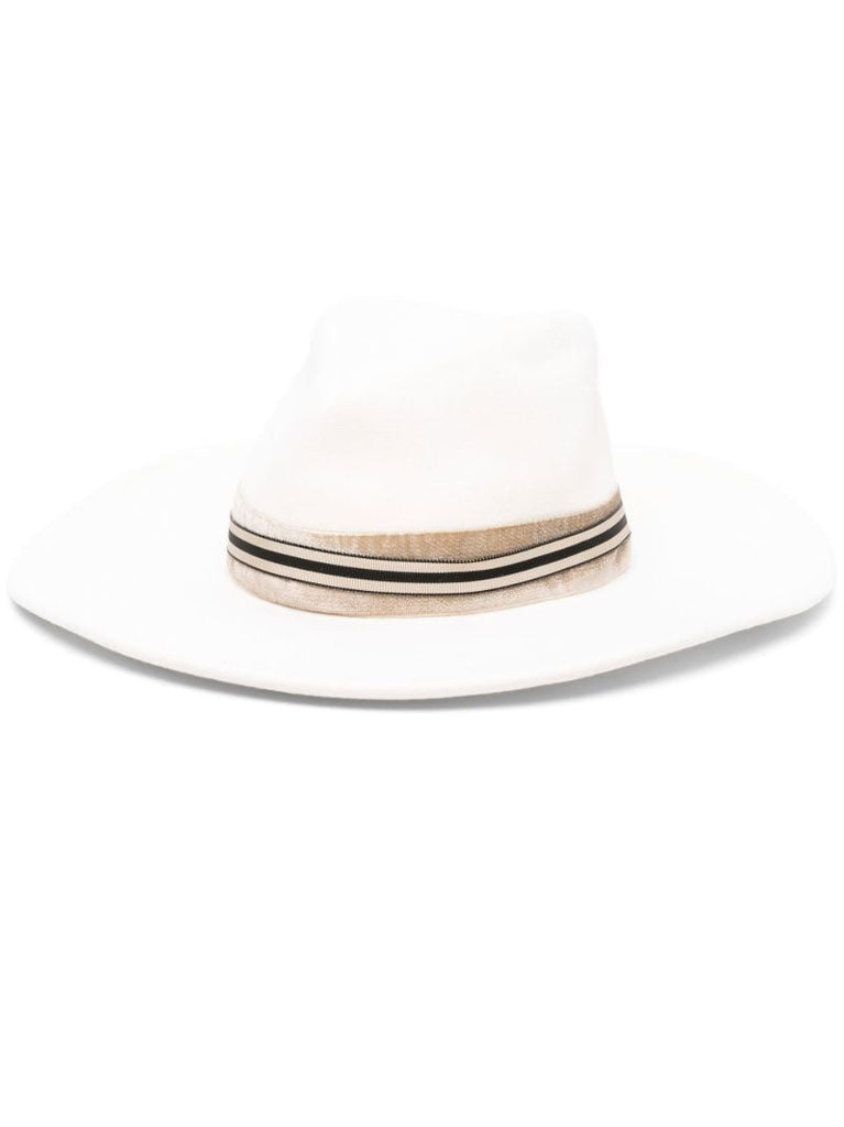 White Jeanne Wool Fedora Hat
