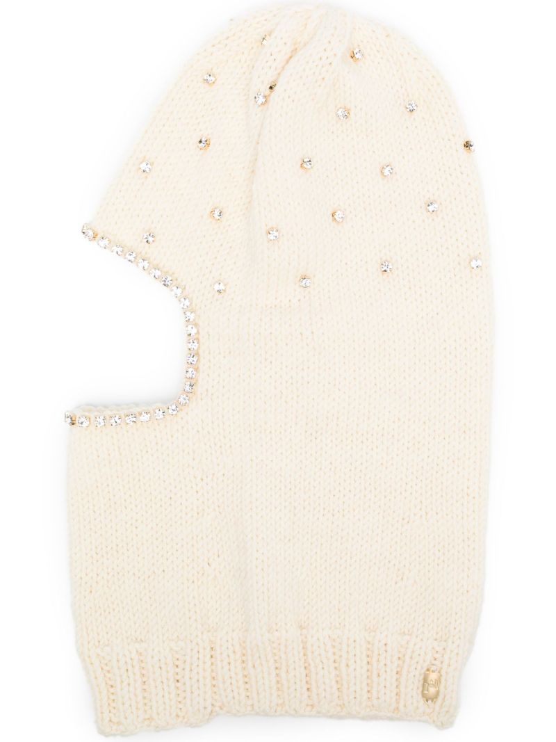 Neutral Crystal Embellished Balaclava